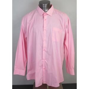 Mens Adrienne Vittadini Pink Long Sleeve Button Front Shirt‎ Barbie 3XL 19 36/37